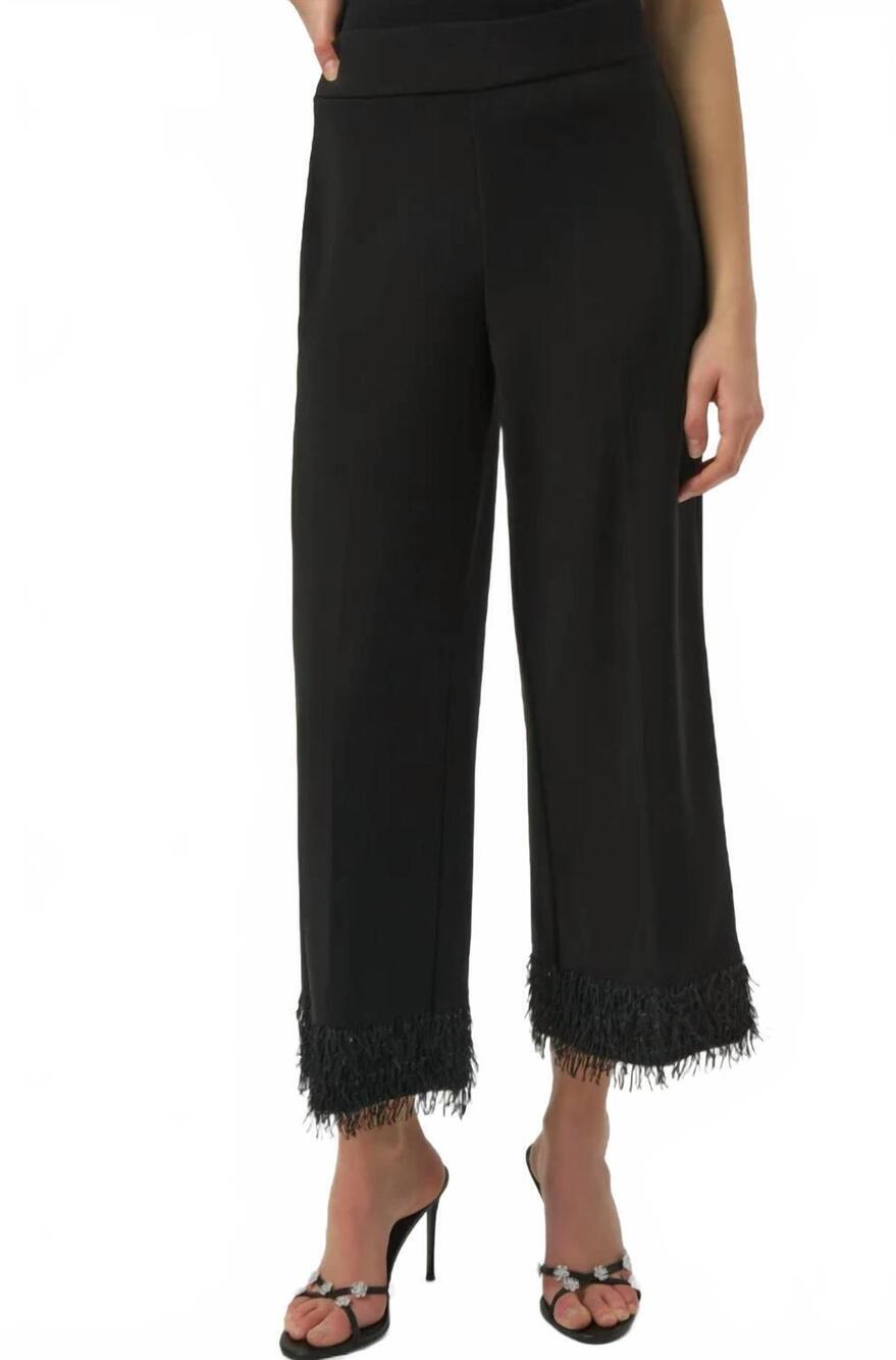 NEW JOSEPH RIBKOFF culotte pants with novelty fringe hem in black
